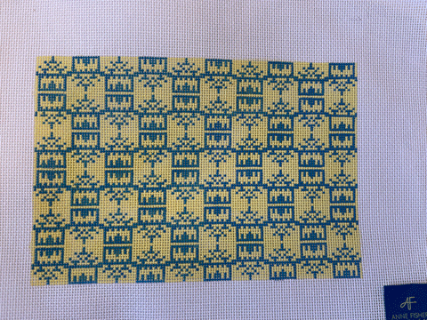 Anne Fisher Yellow/Blue Pagoda Print Clutch