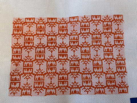 Anne Fisher Pink/Orange Pagoda Print Clutch