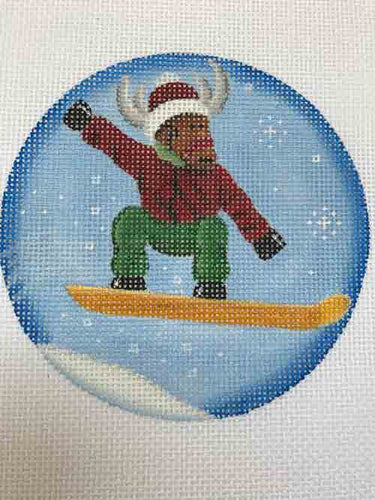 Rebecca Wood Snowboard Reindeer Ornament