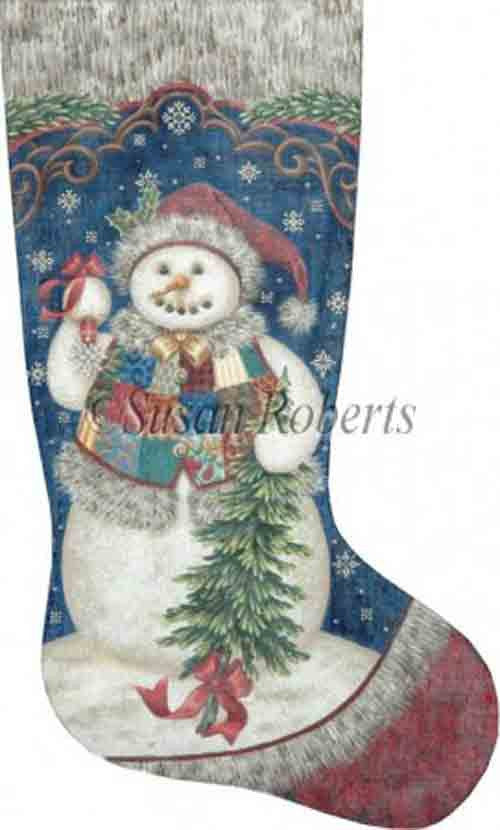Tapestry Tent Patchwork Snowman Christmas Stocking