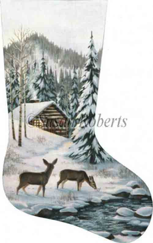 Tapestry Tent Cabin in the Woods Christmas Stocking
